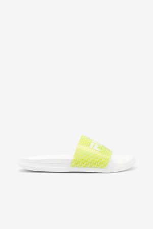 FILA Drifter Luxe Repeat Slides White / Yellow / White,Womens Shoes | CA.BVOEDC062